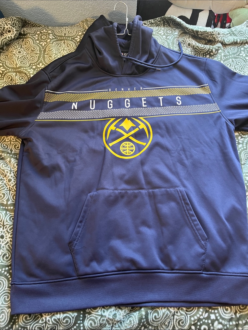 Denver Nuggets Navy Crewneck Hoodie with Yellow Logo
